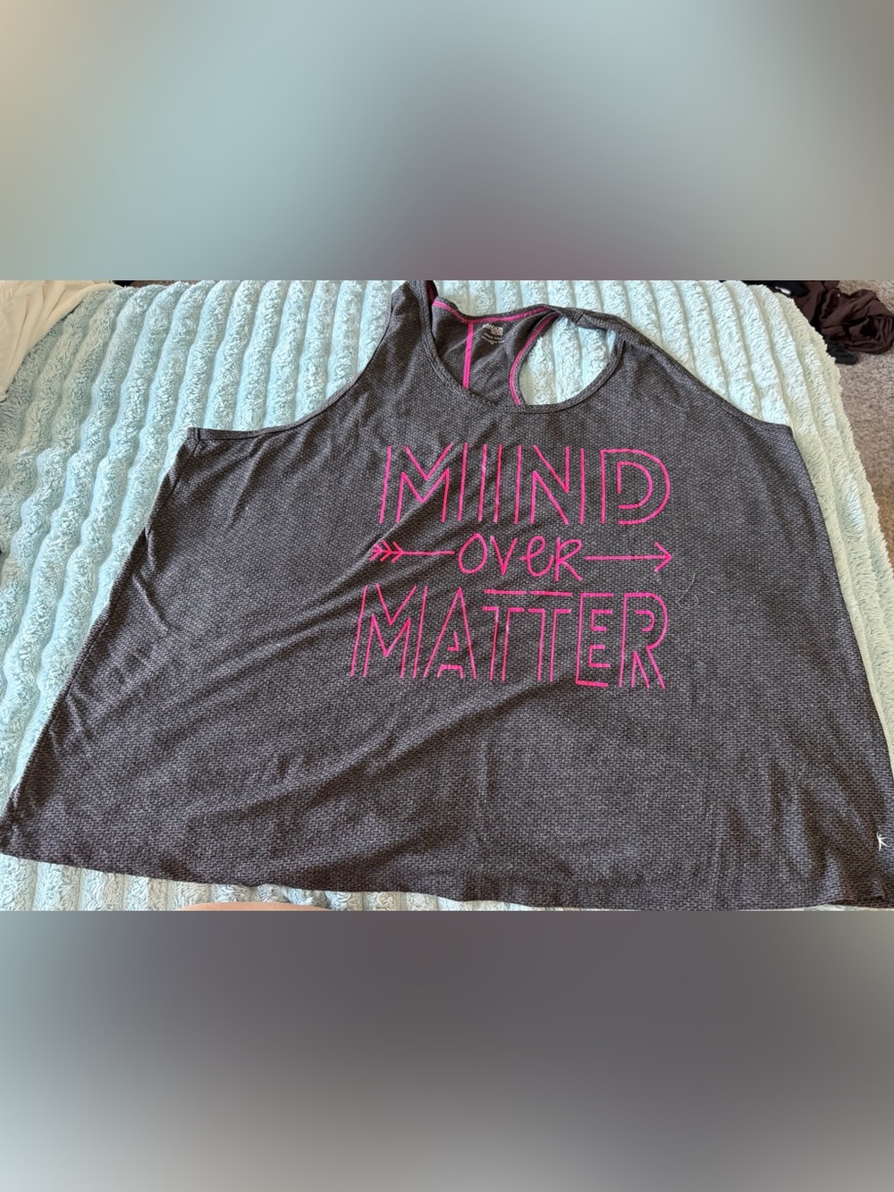 Danskin Now “Mind Over Matter” Racerback Athletic Tank Top Gray Pink Women’s 4X
